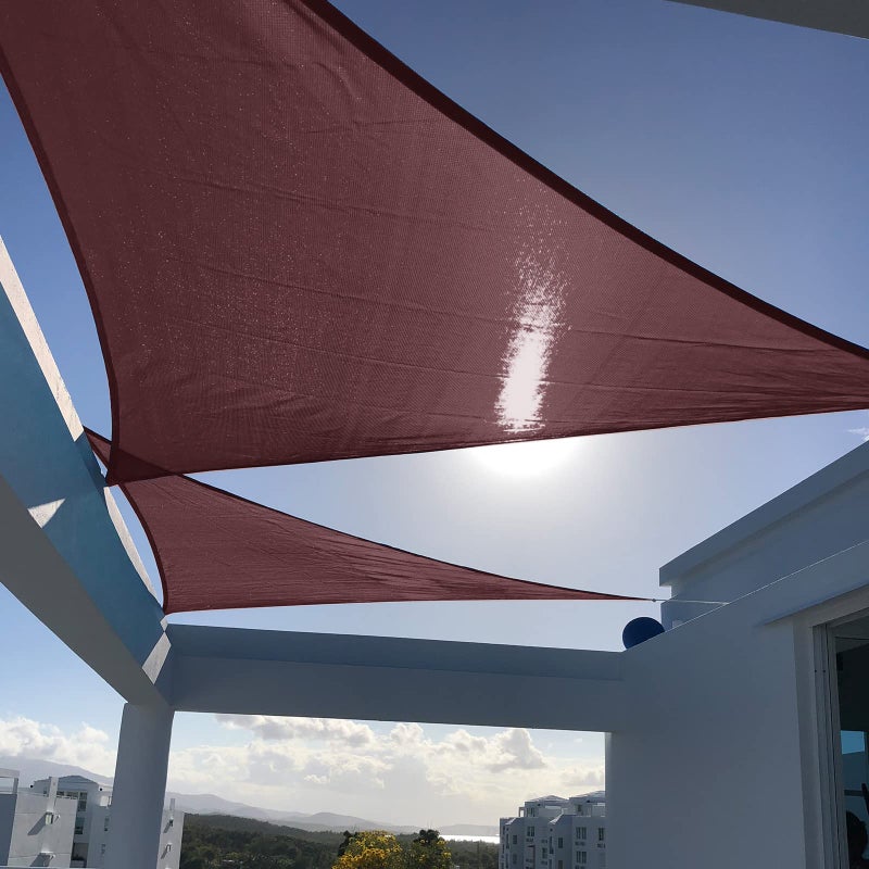 SUNNY GUARD Sun Shade Sail 8' X 8' X 8' مثلث بني من الأشعة فوق البنفسجية للفناء الخلفي على سطح السفينة والأنشطة الخارجية والمرافق (نحن نصنع حجمًا مخصصًا) - Image 1